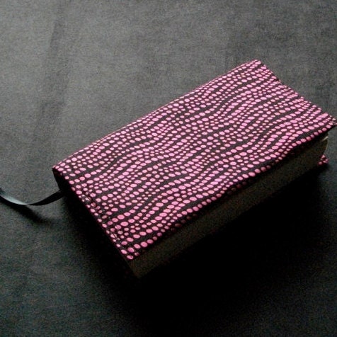 Book Cover - Prettified Paperbacks Fabric Book Covers - Black Pink Dots