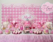 PINK ARGYLE PRINCESS Printable Party Backdrop - you print Il_170x135