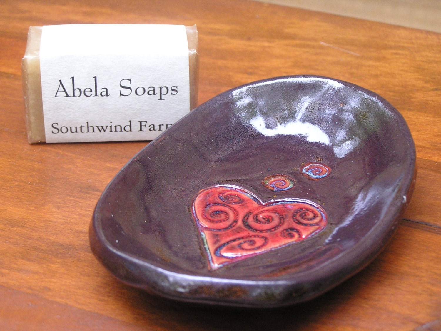 Natural Soap and Soap Dish - Spiral Heart