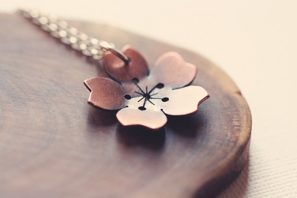 Large Cherry Blossom necklace in copper