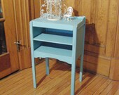 vintage nightstand turquoise shabby chic distressed table cottage aqua blue prairie
