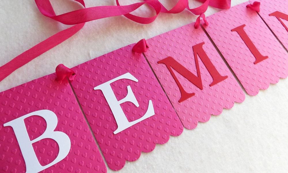 Be Mine Banner Valentine Garland - Embossed Hearts - READY TO SHIP - Valentine's Day Decoration Valentine Home Decor Il_170x135