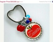 SUMMER SALE - Personalized Bottlecap Key Chain - Teacher Gift, Teacher Appreciation, Graduation, Back to School, End of the Year Gift