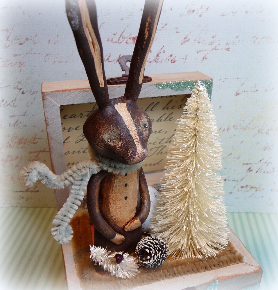 Vintage Style Rabbit Treasure Box Folk Art Decoration