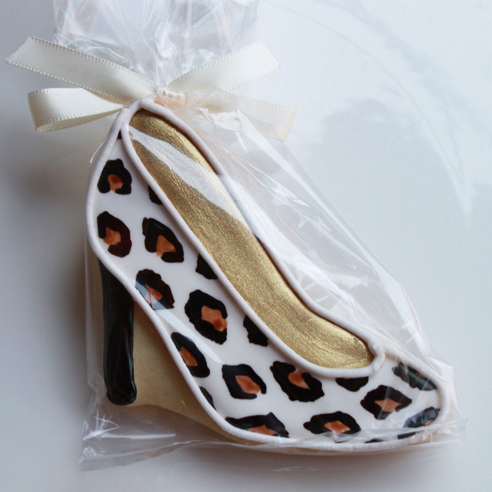 Leopard Stiletto Cookie Favors (Vanilla) One Dozen - MADE TO ORDER