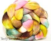 Polwarth wool roving hand painted combed top spinning or felting fiber - 3.9 oz - UNDER the MOONLIGHT