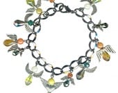 chunky charm bracelet twelve protection angels gunmetal chain
