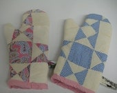 Patchwork Oven Mitts - 1 Pair