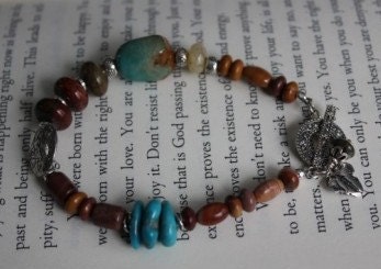 OOAK Handmade Gemstone Bracelet with Sterling Horse Button "Cowgirl"