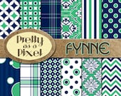 Printable Scrapbook Paper - Fynne - 12 x 12 OR 8.5 x 11 - Set of 12