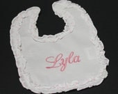 Personalized Name Embroidered Cotton Ruffle Infant Baby Bib
