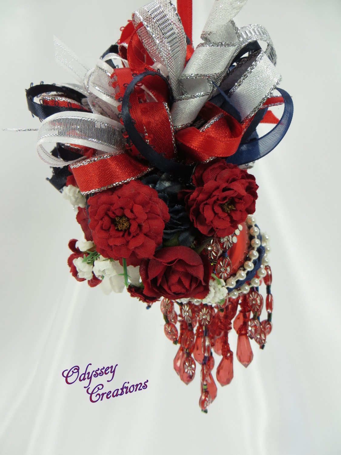 Red White and Blue PatrioticVictorian Style Christmas Ornament or Room Decoration
