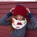 ON SALE Granny Square White and Colorful Upcycled Crochet Blanket Neckwarmer Cowl Circle Scarf Gifts For Her