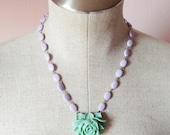 Flower necklace, mint, lavender, spring, pastel