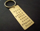 Hebrew Hand stamp brass keychain