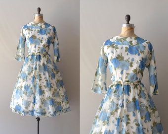 1960s dress / vintage 60s dress /  Melodia floral chiffon dress
