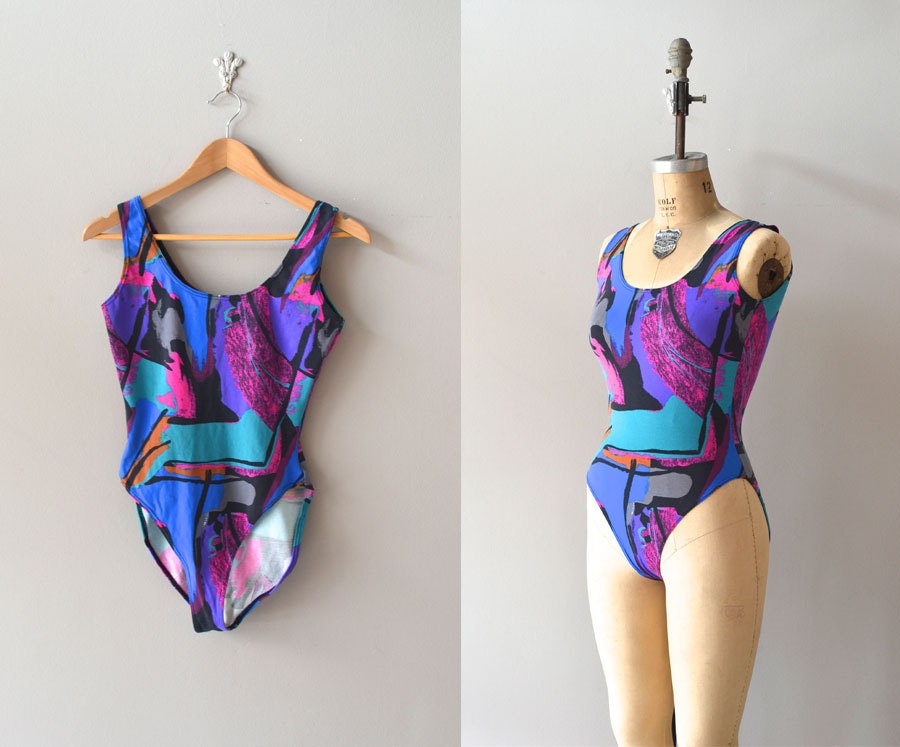 1980s bathing suit / vintage 80s swimsuit / Ruthless People maillot