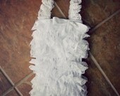 Petti Lace Ruffle Romper WHITE Straps Vintage Inspired Pettiromper Photography Prop 0 3 6 months Newborn XS Baptism Christening