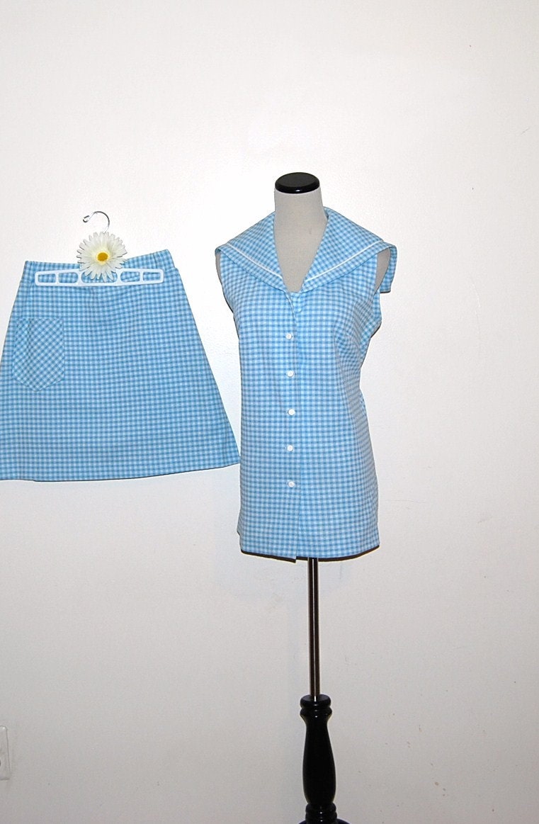 Vintage Top and Skort 70s Sailor