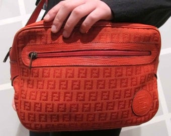 Faux Fendi Purse Red Logo with Epi Leather 1980s