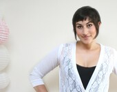 White Lace Cardigan- Cropped Spring Fashion Cardi