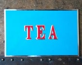 Colourful vinyl sticker signs - Tea in Turquoise and red