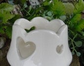 Heart Candle Cup  vintage design Ceramic weddings showers shabby chic decorations change ring holder