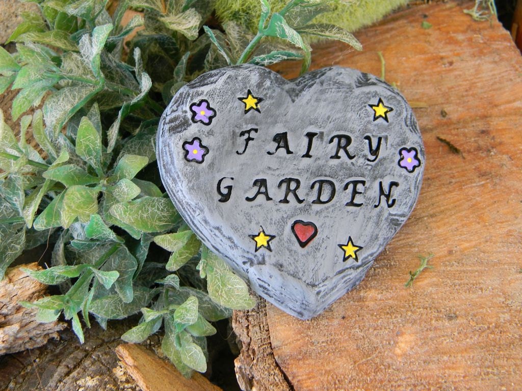 Fairy Garden  Love Sign Heart Slate  Sign  miniature ceramic sign Stepping stone