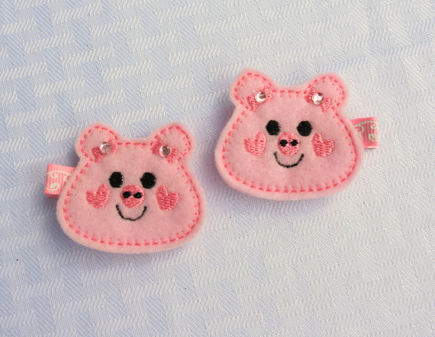 Precious Pink Piggy Hair Clips, Pink Pig Clippies