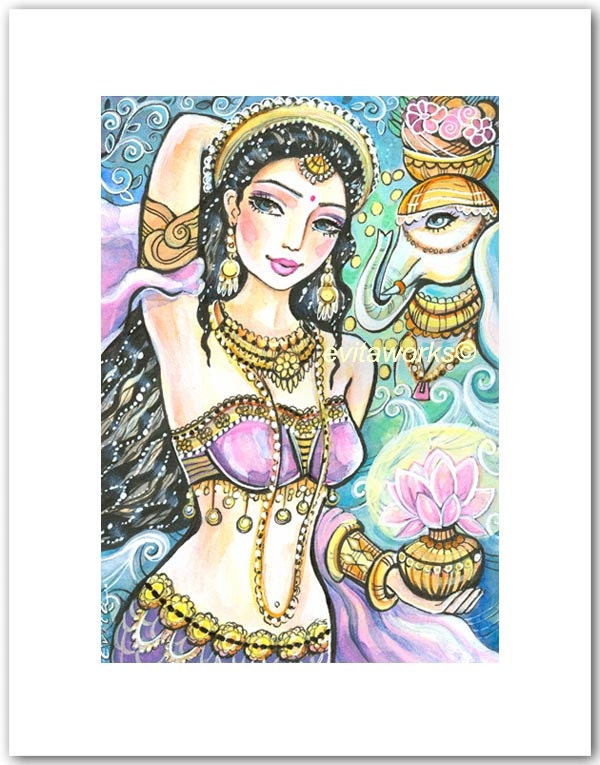 Goddess Lakshmi, Indian Art, Hindu Goddess, Indian Painting, Watercolor Painting - The Light of Lakshmi - Art Print 8x10