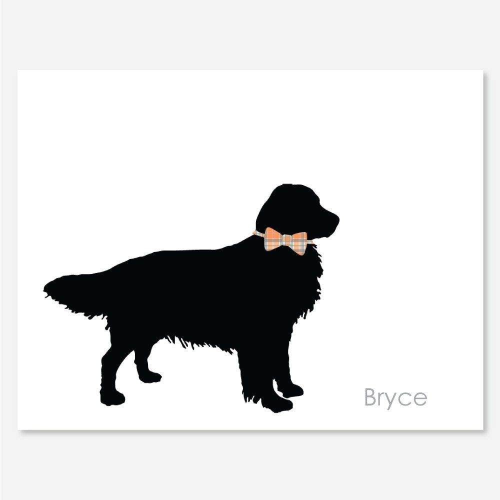 Plaid Bow Tie Dog Silhouette Note Cards Stationery Set of 12 Orange Gren Red