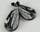 Art Beads for Earrings in Black and Grey