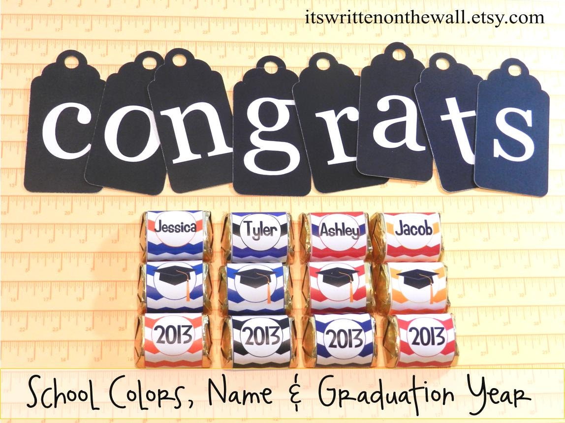 Graduation Hershey Nugget Wraps  Personalize Name, Date, School Colors for Elementary, High School & College Graduates