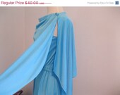 50% OFF storewide sale vintage 1970s DRESS ice blue caped GRECIAN style maxi