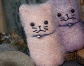 Plush Pink Kitty Kids Toy Felt mohair Wool Stuffed Animal Waldorf Kitten ... (woolcrazy)