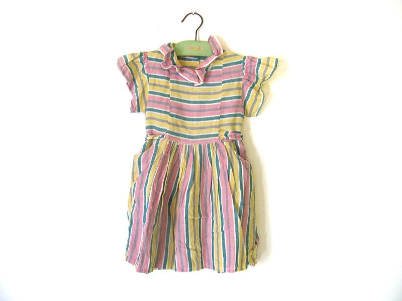 Vintage 1950s Little Girls Dress in stripes