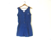 Vintage 80s royal blue one piece jumper with shorts // IDEAS // womens size M