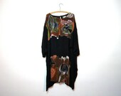 vintage CAFTAN styled tent DRESS // beaded - abstract print