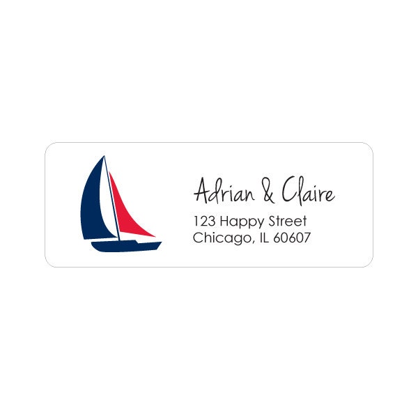 60 Address Labels 2.625 x 1 inch - Sailing Boat WE085AD