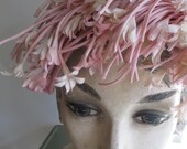 Vintage Pink Floral Strip Irene Saks Fifth Avenue 60 Mesh Hat