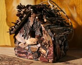 Primitive Hanging Birdhouse, Oak Twigs and Pine Bark