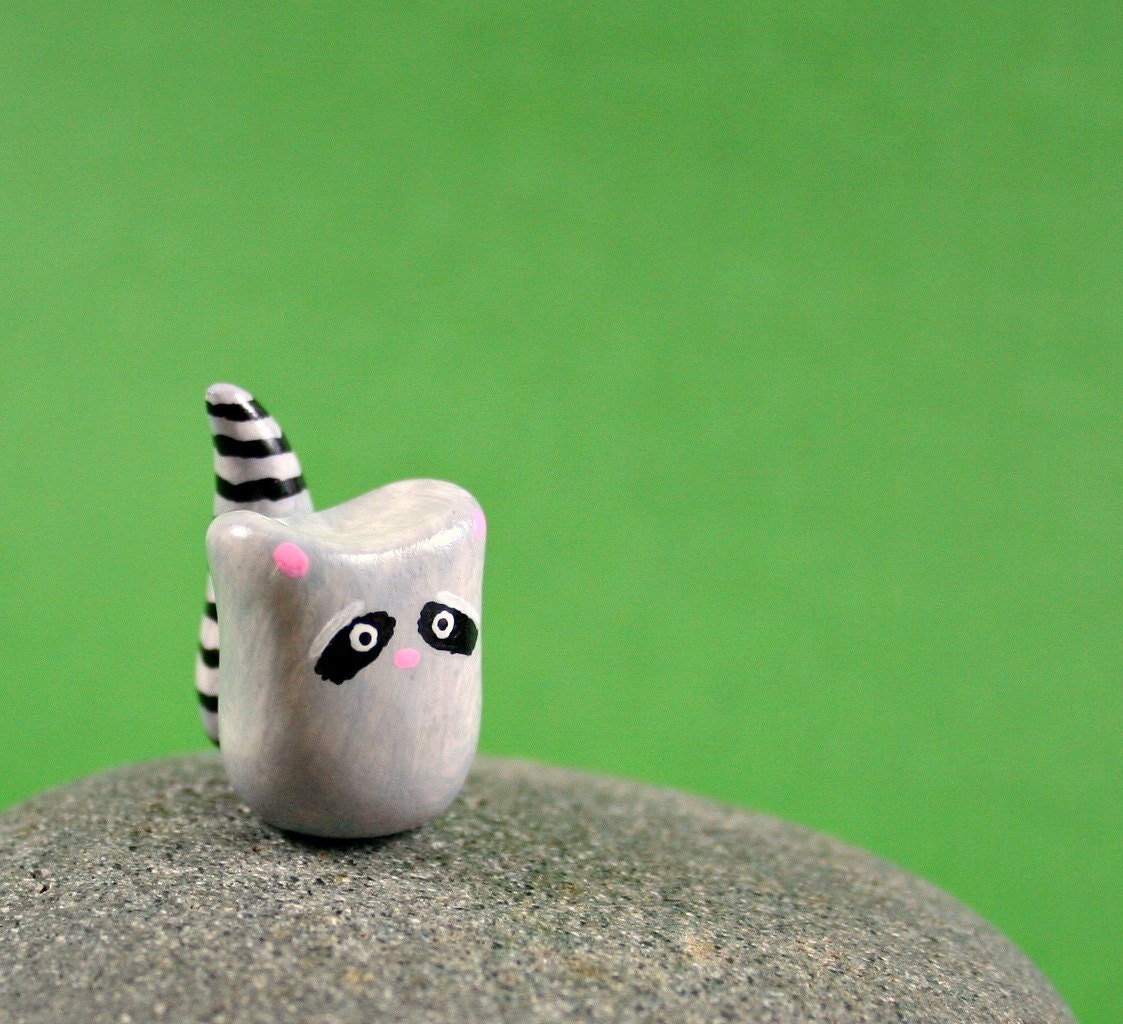 Little Raccoon - Hand Sculpted Miniature Polymer Clay Animal
