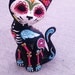 Dia de los Muertos Hand Carved wooden Cat - Painted to honor your pet
