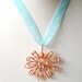 Morning Glory, handmade, copper wire and Czech, clear glass drops with ab finish, free form flower pendant
