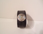 Explorer - Black Worn Genuine Leather Upcycled Cuff