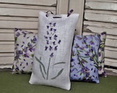 Stenciled sachet gift set filled with dried lavender in pretty floral print