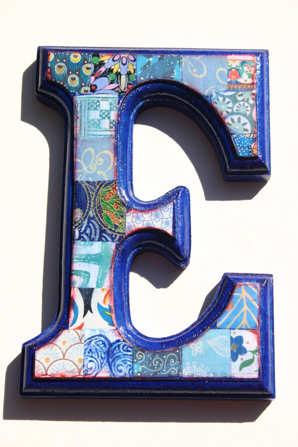 Nursery Letter, Decoupage Letter, Alphabet Letter, Wood Letter, Wall Letter, Letter E
