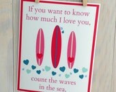 Nursery surf art- beach nursery decor, pink surfboard, 8x10 inch print by Cathie Carlson