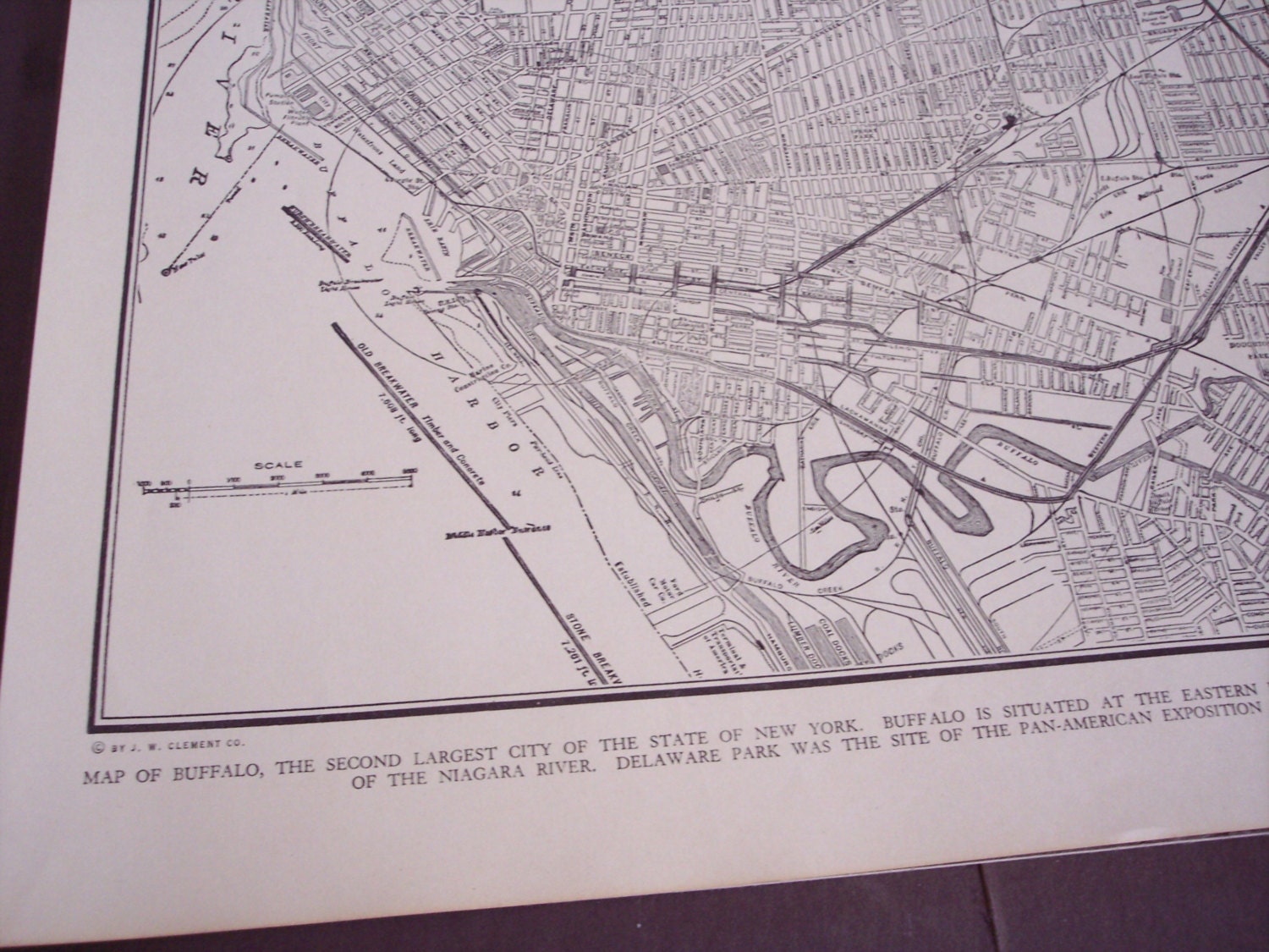 Vintage Buffalo New York street map, 1939 city map