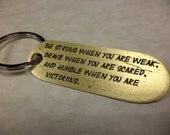 Viking motto etched brass keychain